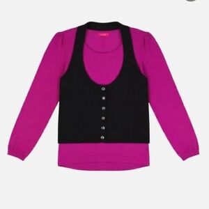 Elegant Pink and Black Layered Top